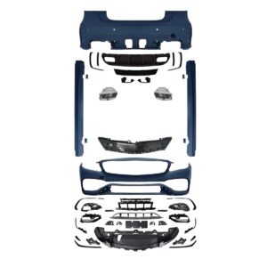 Motokrafta compatible with Mercedes Benz A Class W176 2012-2016 Upgrade Convert To Amg Amg45 Front Rear Bumper Diffuser Lip Exhaust Tip Pipe Side Skirt Runing Board Bodykit Set GC W176-016